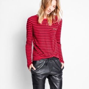 Zadig et Voltaire size M black and red striped embroidered muse longsleeve shirt